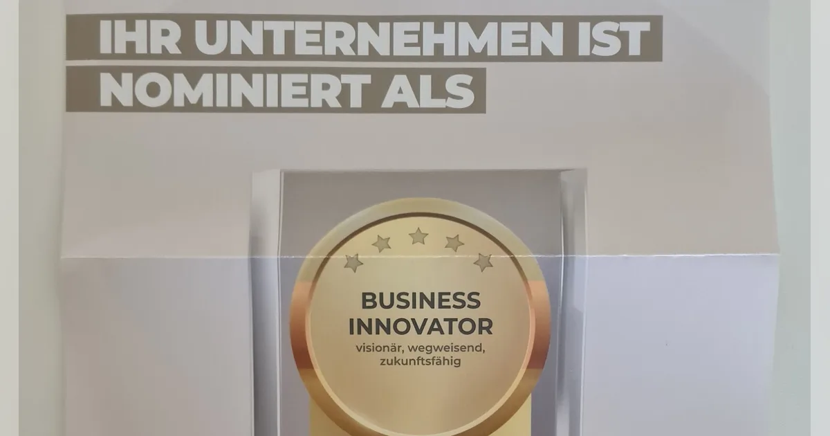 Nominated as Business Innovator: a letter I opened standing up