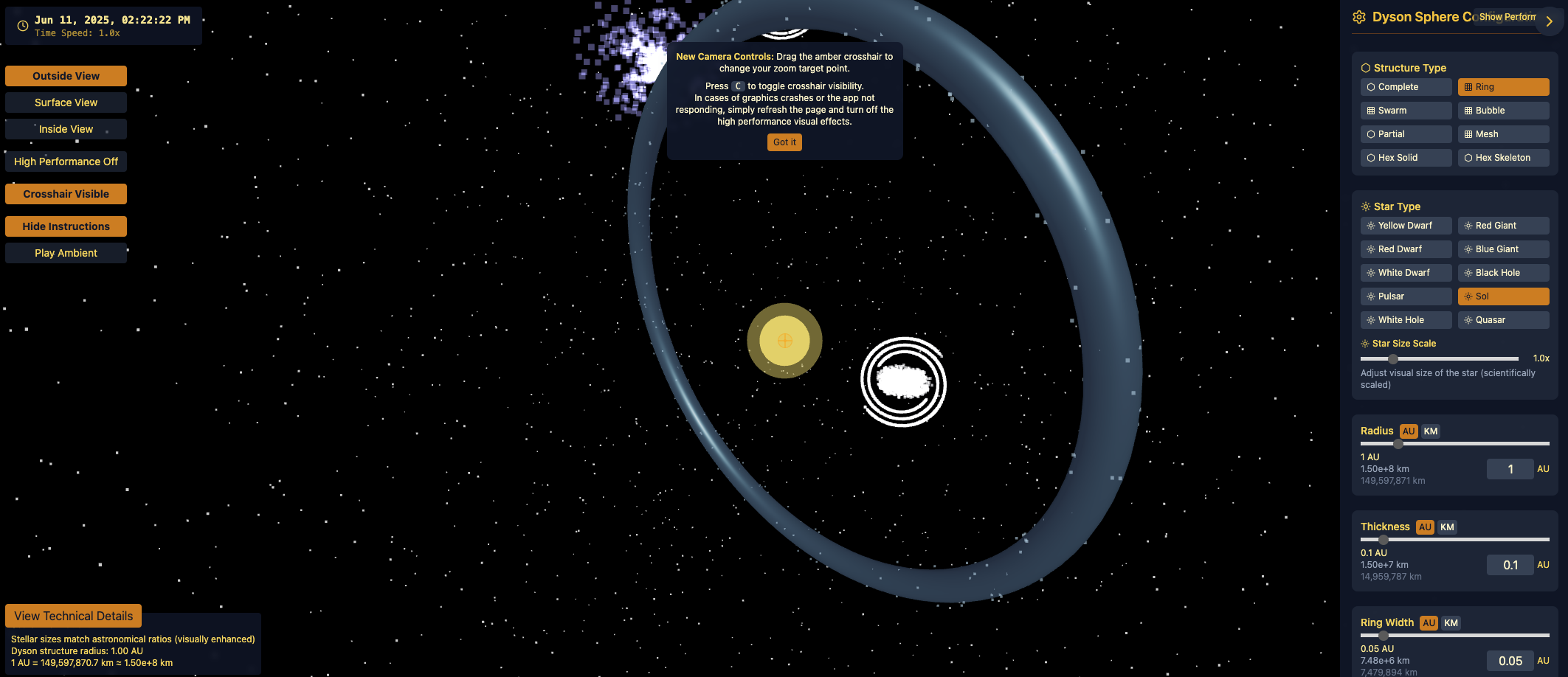 Dyson Spheres Visualization - Interactive 3D Megastructure Designer