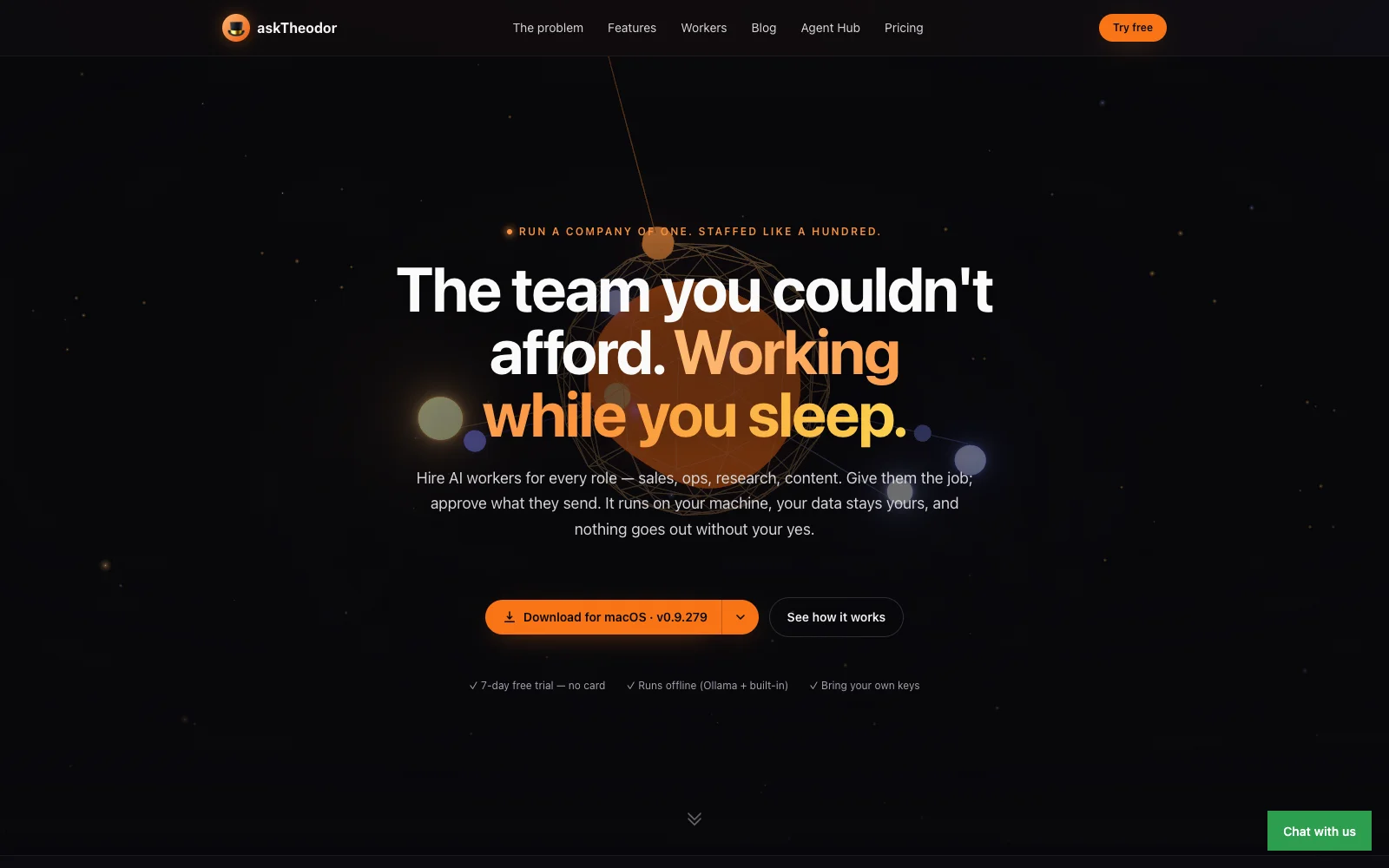 askTheodor — a local-first AI workforce for companies of one